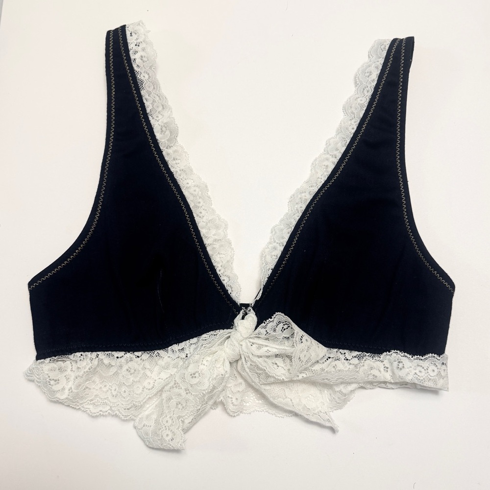 Denim & Lace Crop Top Bralette size small